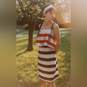 Anthropologie x Mare Striped Mini Dress Cream and Orange  size small